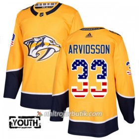 Barn Ishockey Nashville Predators Tröja Viktor Arvidsson 33 Adidas 2017-2018 Guld USA Flag Fashion Authentic